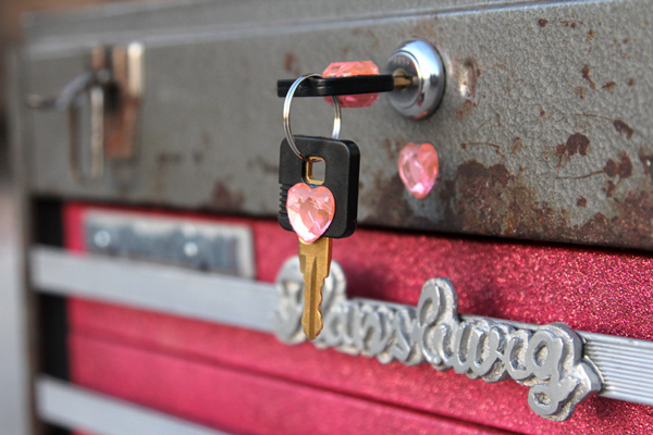 Keys to My Heart Pink crystal jewels Emma Mary's 5th Birthday Pink Toolbox fLANSBURG dESIGN