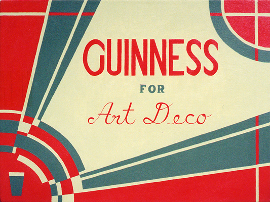 GUINNESS for Art Deco retro experimental advertisement paintins acrylic on canvas for the Irish Stout Beer by fLANSBURG dESIGN