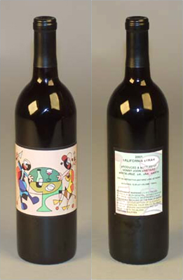 sINESTRE sYRAH wine label Bonny Doon Vineyard limited edition fLANSBURG dESIGN