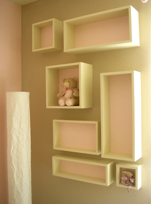 Emma Mary baby room box shelves matches crib and butterfly mobile pink for pretty little lady fLANSBURG dESIGN