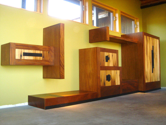 Mei Residence Reclaimed Doug Douglas Fir and Genuine Mahogany entrance closet drawers shelves and sliding steel door with 3form Jackson Hole Wyoming fLANSBURG dESIGN in collaboration with Aric Mei