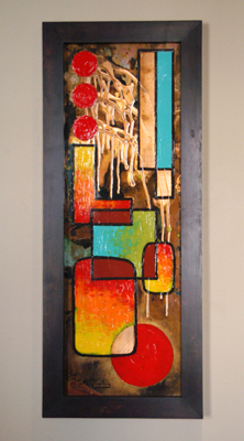 custom painting on copper post neo geometry geo abstract painting twenty one of series fLANSBURG dESIGN Esplanade Scottsdale AZ