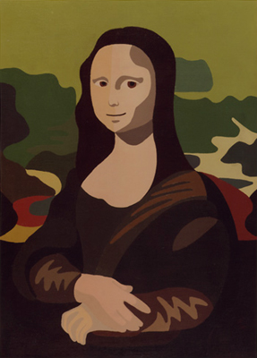 Morning Lisa Abstract of Leonardo DaVinci Mona Lisa Continuous Lines Acrylic on Canvas 1996 Matthew Matt fLANSBURG dESIGN