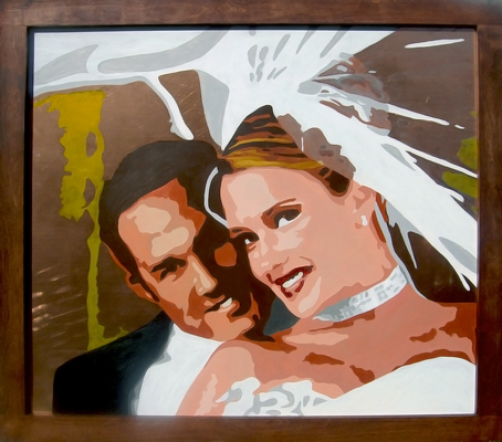 Jeff and Kara Wedding Portrait 2008 Acrylic on Copper Alder Frame Matthew Matt fLANSBURG dESIGN