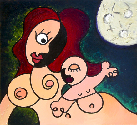 Moon Baby Child Tribute to Maya Weck 2005 Abstract Painting on Aluminium Matthew Matt fLANSBURG dESIGN