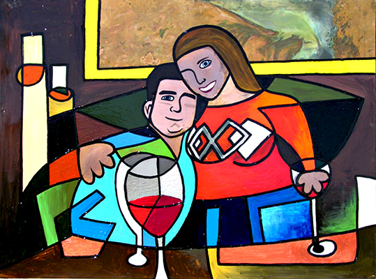 Farrel and Heather Raskin Abstract Interpretation from Photo of Couple Engaged 2004 Acrylic on Heavy Gauge Copper Matthew Matt fLANSBURG dESIGN